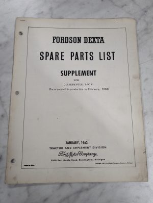 Fordson Dexta Spare Parts List Book Manual Catalog Supplement Differential Lock