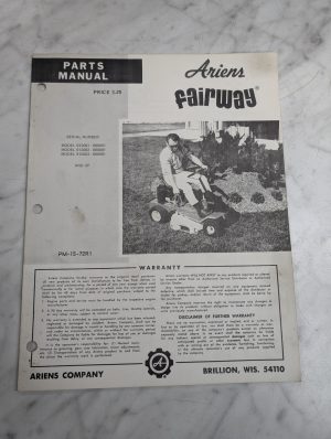 Ariens Parts List Manual Fairway Mower Model 912001 912002 912003 Pm-15-72R1
