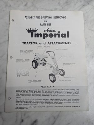 Ariens Imperial Assembly & Operating Instruction & Parts List Manual