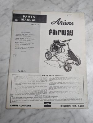 Ariens Parts List Manual Fairway Mower Model 912004/5/6/7 Pm-15-74