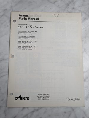 Ariens Parts List Manual Catalog 935000 8 & 11 Hp Yard Tractor Yt Pm-35-83