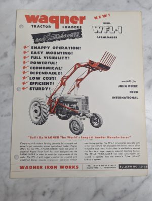 Wagner Tractor Loaders Sales Brochure Literature Model Wfl-1 Farmloader Ld-58