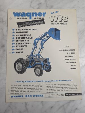 Wagner Tractor Loaders Sales Brochure Literature Model Wf3 Ld-54 Attachment