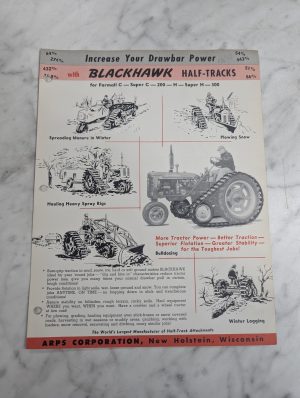 Arps Blackhawk Half Tracks Tractor Accessory Brochure Literature Farmall
