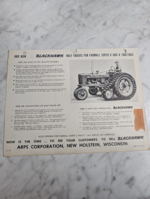 Arps Blackhawk Half Tracks Tractor Sales Brochure Literature 11-53 Farmall H