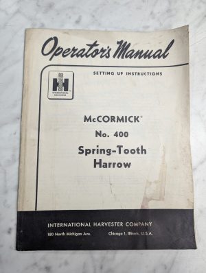 International Harvester Operator'S Service Manual Mccormick 400 Tooth Harrow