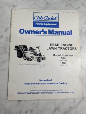 Cub Cadet Owner'S Operator'S Manual Rear Engine Lawn Tractors 804 1106 Model