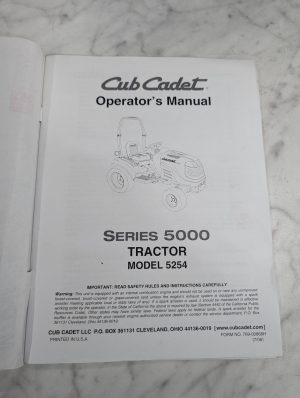 Cub Cadet Owners Operators Manual Tractor 5000 Series Model 5452 2006 Original