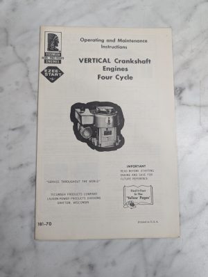 Tecumseh Operating Maintenance Instruction Vert Crankshaft Engine 4 Cyl 181-70