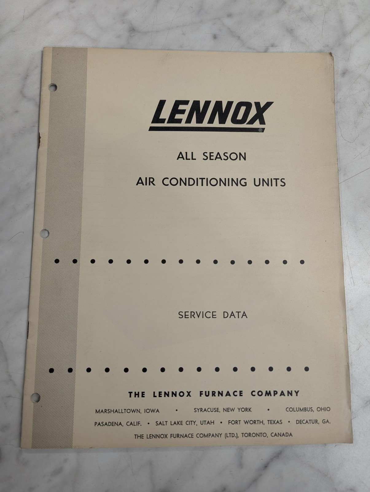 Lennox Air Conditioning Manual All Season Units Service Data Manual Info