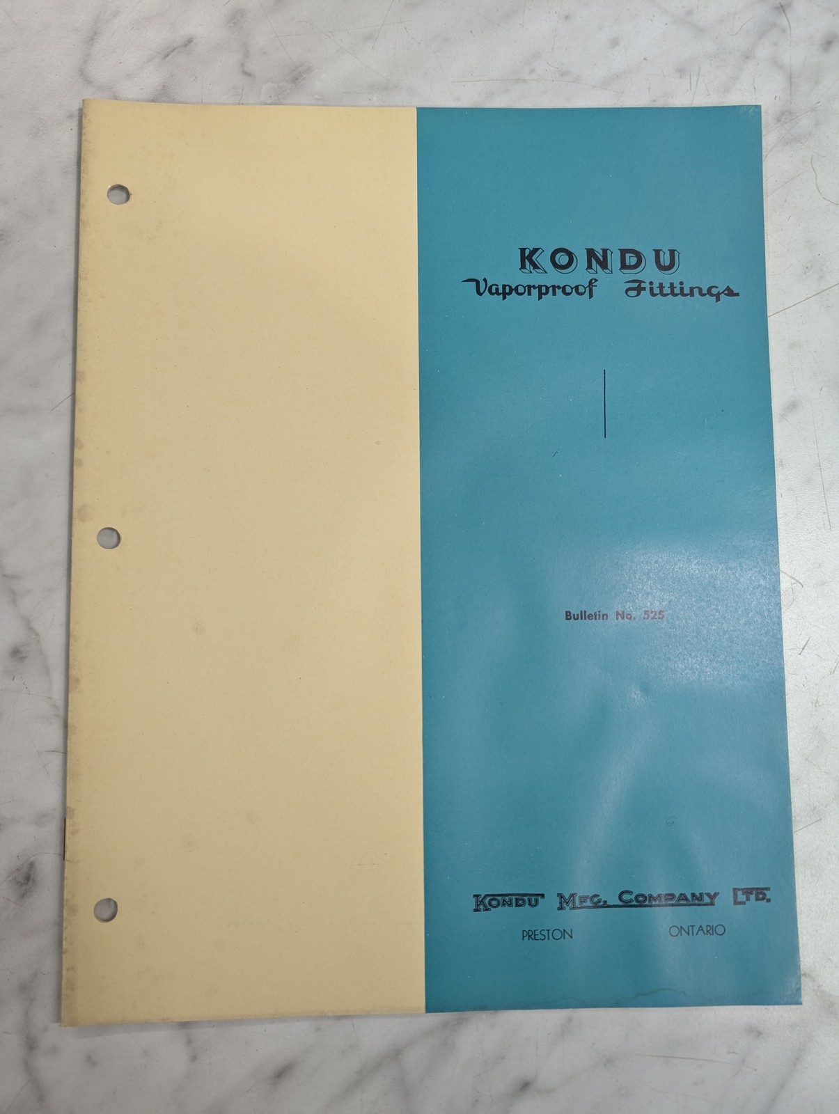Kondu Vaporproof Fittings Sales Brochure Catalog #525 Industrial Lighting 1952