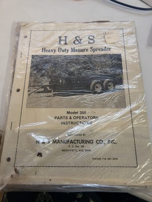 H&S Manufacturing Model 350 Manure Spreader Parts Operator Manual