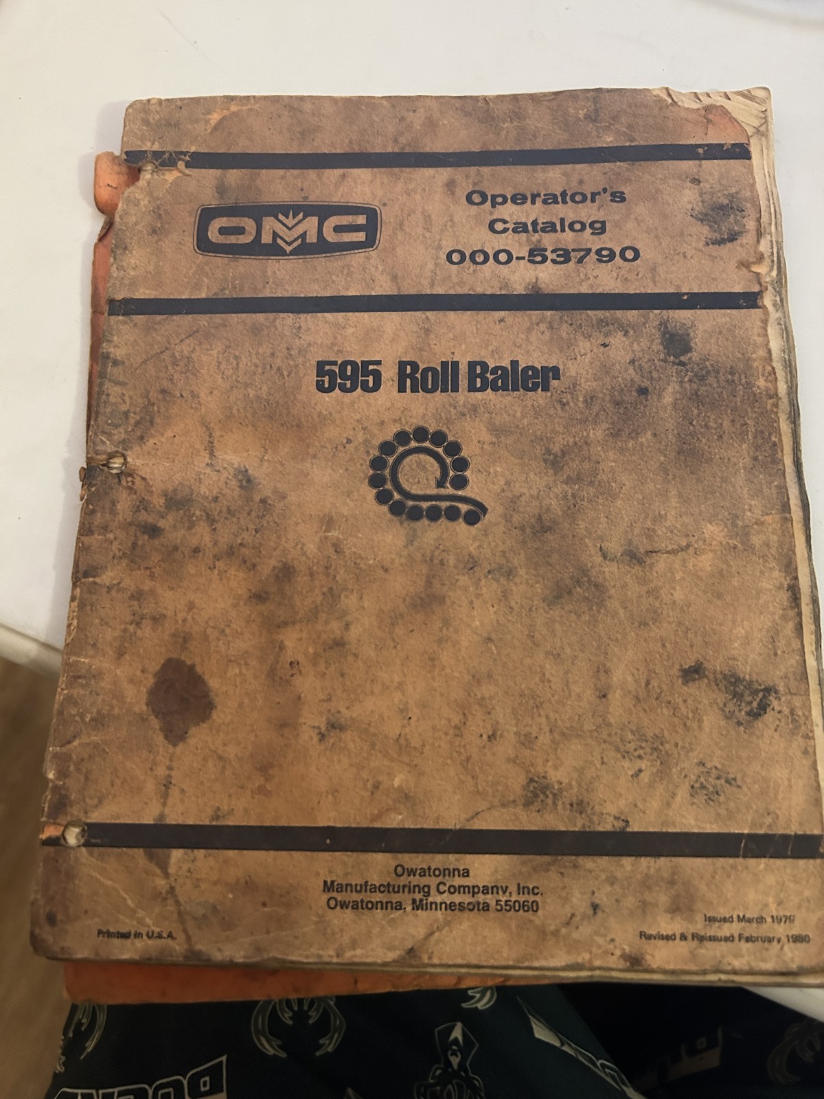 Owatonna 595 Baler 1979 Operators Catalog 000-53790 Parts List Manual