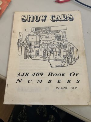 Show Cars 348-409 Book Of Numbers Part 4290 Parts List Model Number