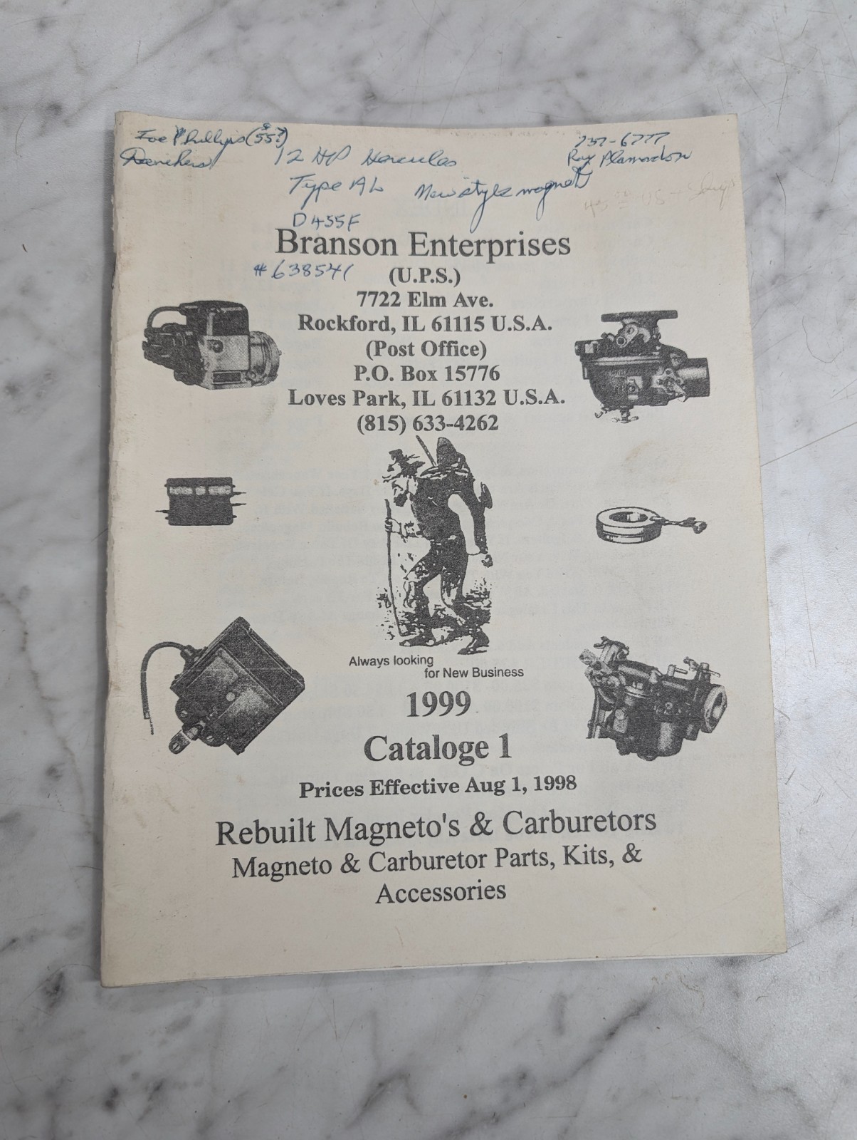 Branson Enterprises 1999 Cataloge 1 Rebuilt Magneto'S & Carburetors Brochure