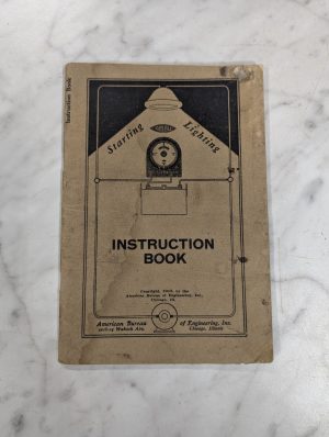 American Beureau Instruction Book Starting Lighting Ambu 1916 1917 1918