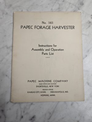 Papec Forage Harvester Operator Service Manual Parts List Catalog 1954 161