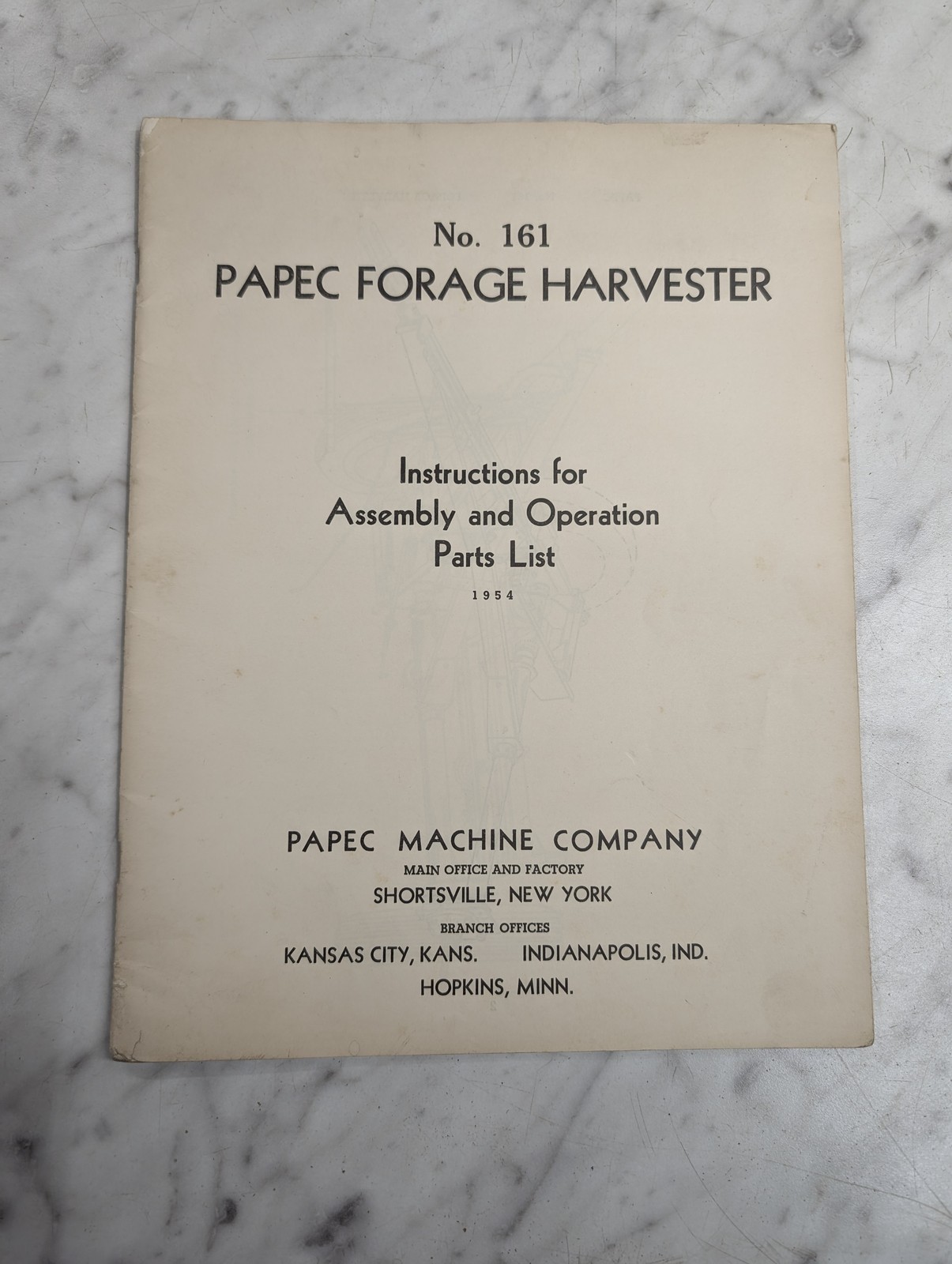 Papec Forage Harvester Operator Service Manual Parts List Catalog 1954 161