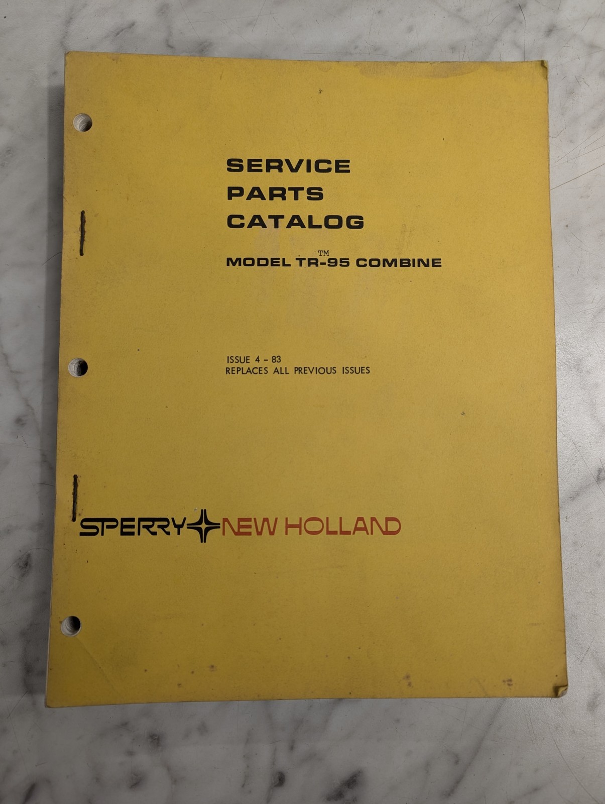Sperry New Holland Service Parts List Book Catalog Manual Tr-95 Combine 4-83