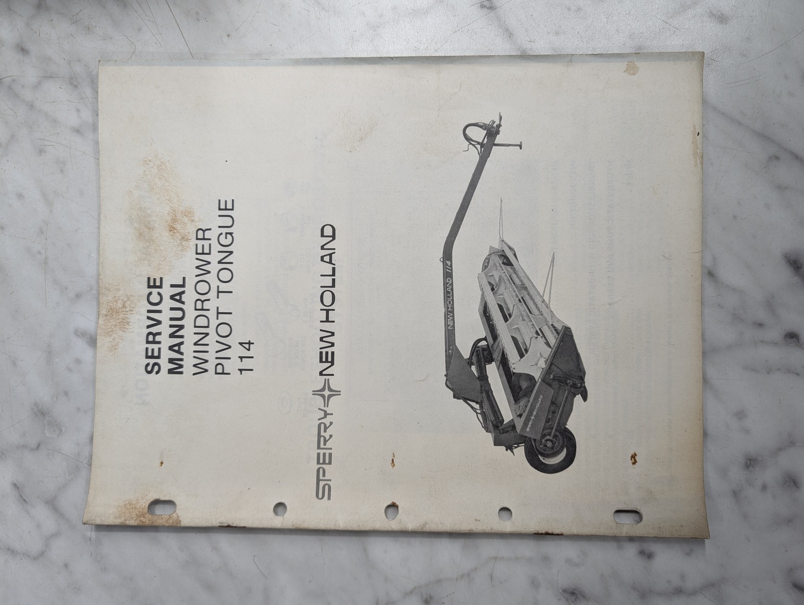 New Holland Service Overhaul Manual Windrower Pivot Tongue 114 1981 Sperry