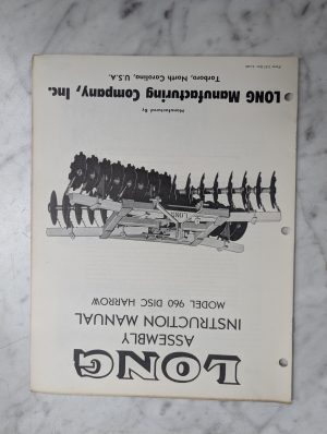 Long Assembly Instruction Manual Model 960 Disc Harrow 1137 1965
