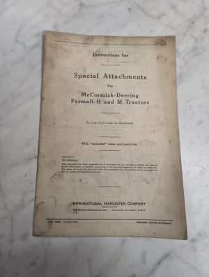 Intenrational Ih Farmall H & M Special Attachments Owner'S Instruction Manual