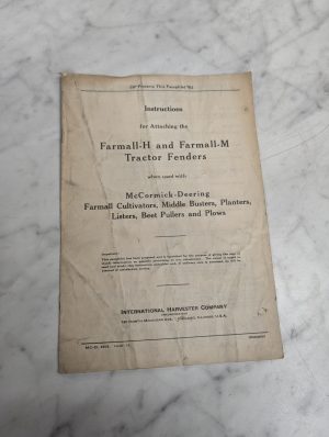 Intenrational Ih Farmall H & M Attaching Instruction Manual Tractor Fenders