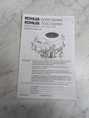 Kohler Engine Owner'S Instruction Manual 6000 7000 Series Kt 610 620 715 Kt745