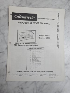 Monteverdi Service Manual Repair Parts List Radio Stereo Receiver R455 32A 1978