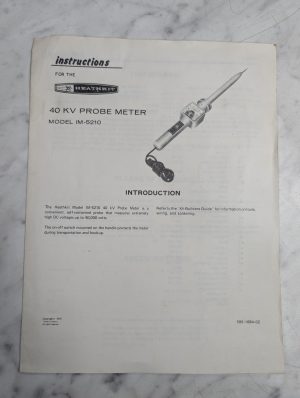 Heathkit 40 Kv Probe Meter Im-5210 Instruction Manual 1975