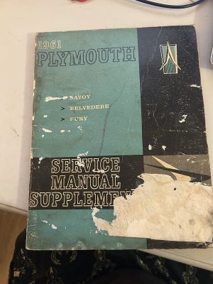 1961 Plymouth Savoy Belvidere Fury Service Manual Supplement Parts List Rp1