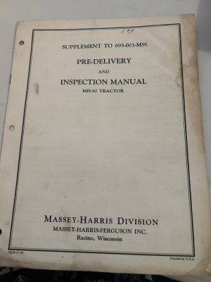 Massey Harris Ferguson Inspection Manual Supplement Mh-50 Tractor 1956
