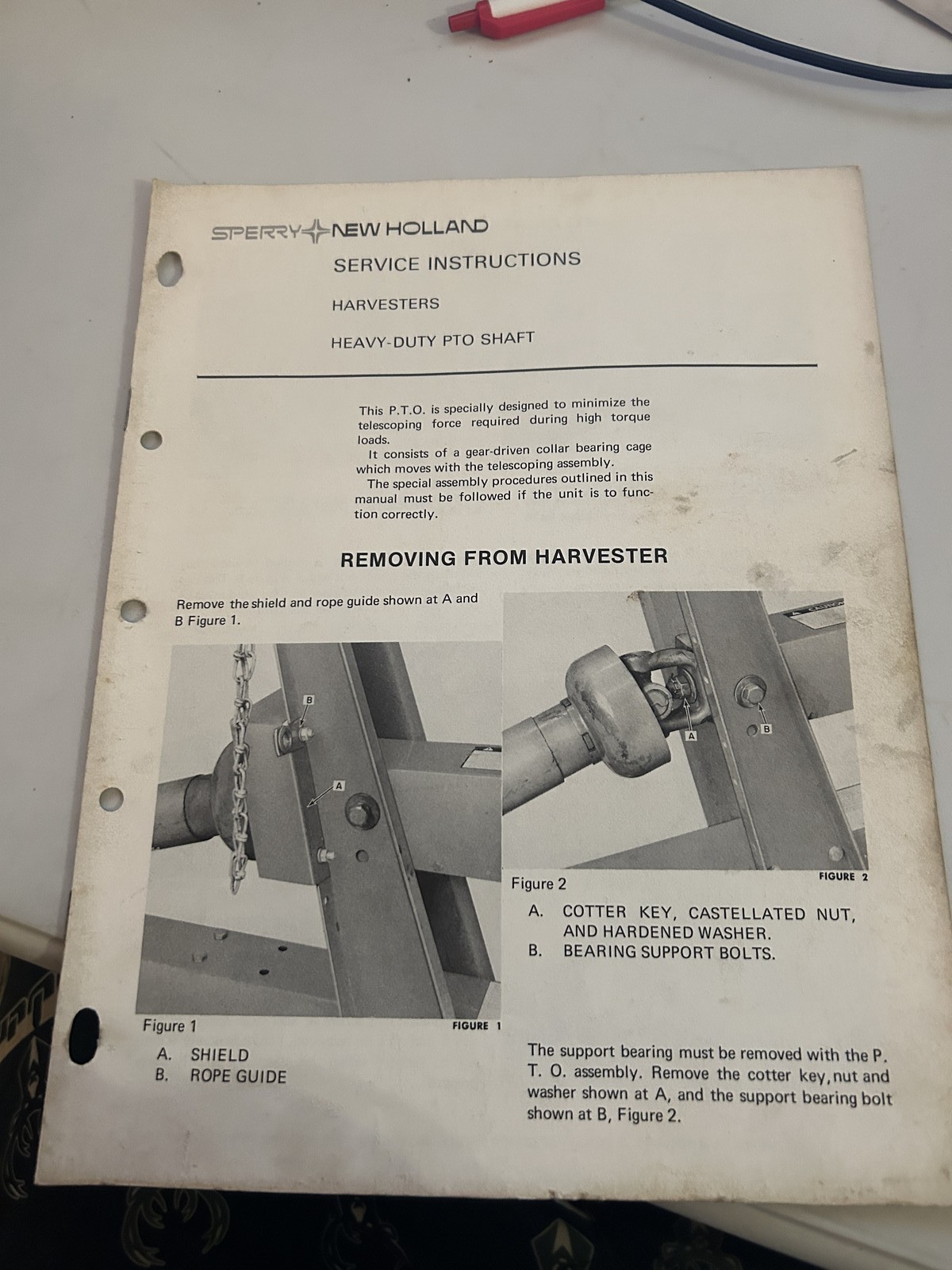 New Holland Service Instructions Harvester Heavy Duty Pto Shaft Installation
