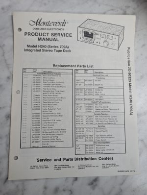 Monteverdi Service Manual Repair Parts List Radio Stereo Tapedeck H240 709A 1979