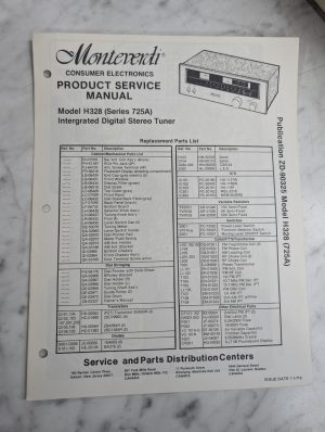 Monteverdi Service Manual Repair Parts List Radio Stereo Tuner H328 725A 1979