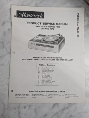 Monteverdi Service Manual Repair Parts List Radio Record Bb-4097 Dd-4093 32A