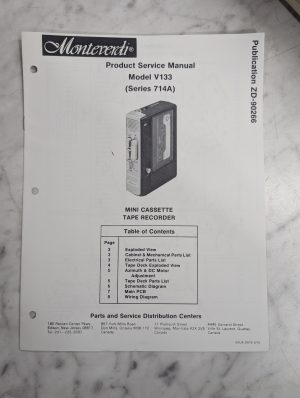 Monteverdi Service Manual Repair Parts Mini Cassette Tape Recorder V133 714A