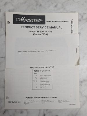 Monteverdi Service Manual Repair Parts List Radio Stereo Receiver H 330 430 215A