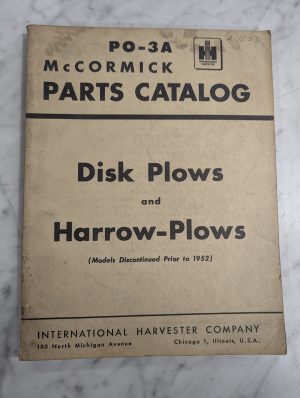 International Harvester Ih Parts List Manual Catalog Disk Plows Po-3A Mccormick