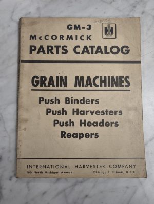 Harvester Mccormick Ih Parts List Manual Catalog Grain Machines Gm-3 Reaper