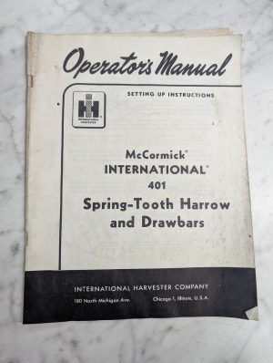 International Harvester Ih Operator'S Service Manual Mccormick 401 Harrow