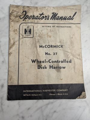 International Harvester Ih Operator'S Service Manual Mccormick 37 Disk Harrow