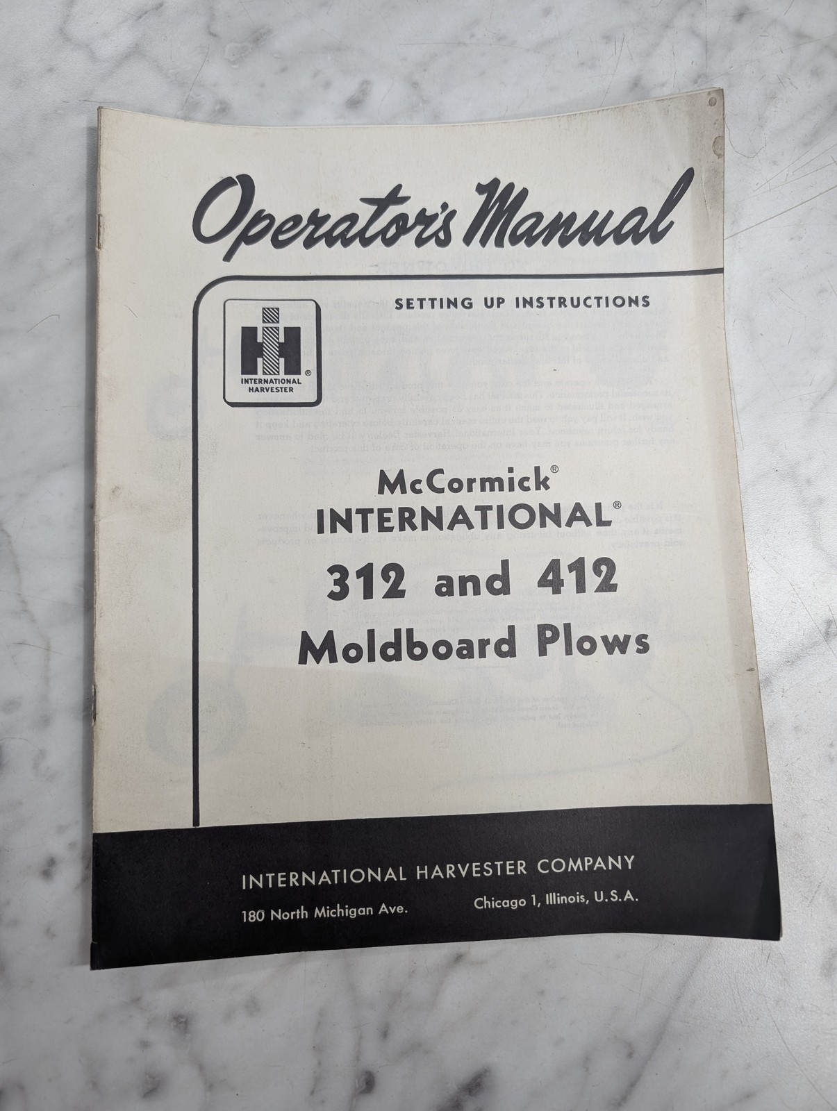 International Harvester Ih Operator'S Service Manual Mccormick 312 412 Plow