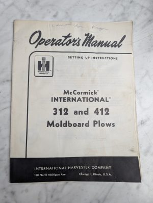 International Harvester Ih Operator'S Service Manual Mccormick 312 412 Plows