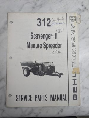 Gehl Service Repair Parts Manual Catalog 312 Scavenger Ii Manure Spreader 904057