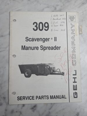 Gehl Service Repair Parts Manual Catalog 309 Scavenger Ii Manure Spreader 904964