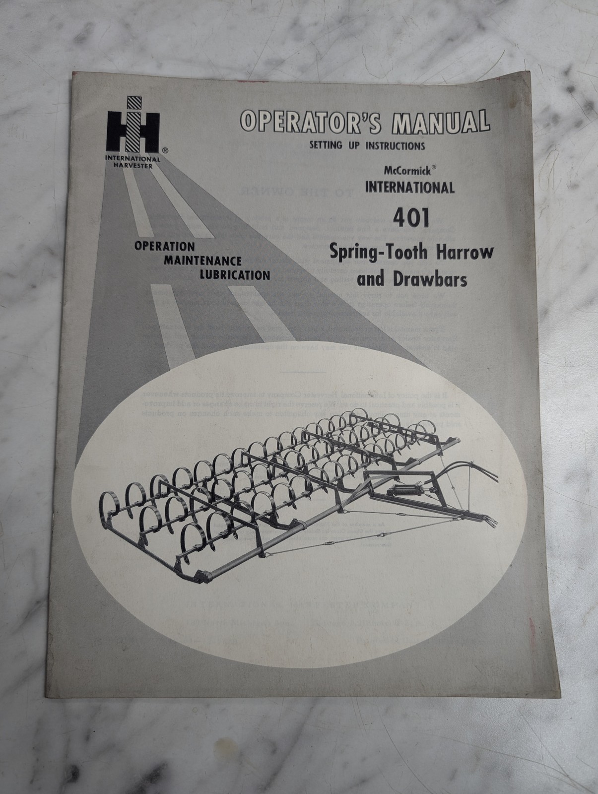 International Harvester Ih Operators Service Setup Manual 401 Harrow Drawbar
