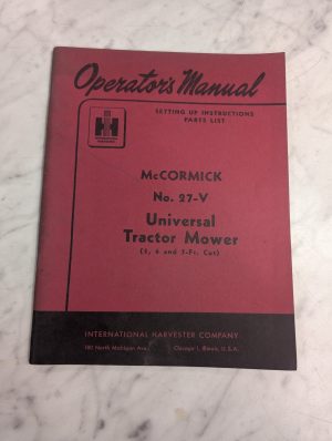 International Harvester Ih Operator'S Service Setup Manual 27-V Tractor Mower