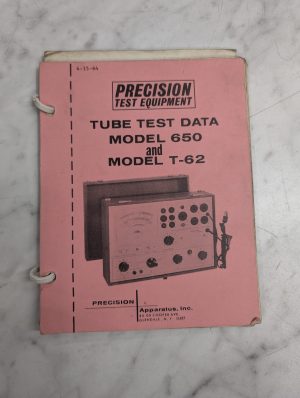 Precision Test Equipment Tube Data Model 650 T-62 Apparatus Inc 4-15-1964