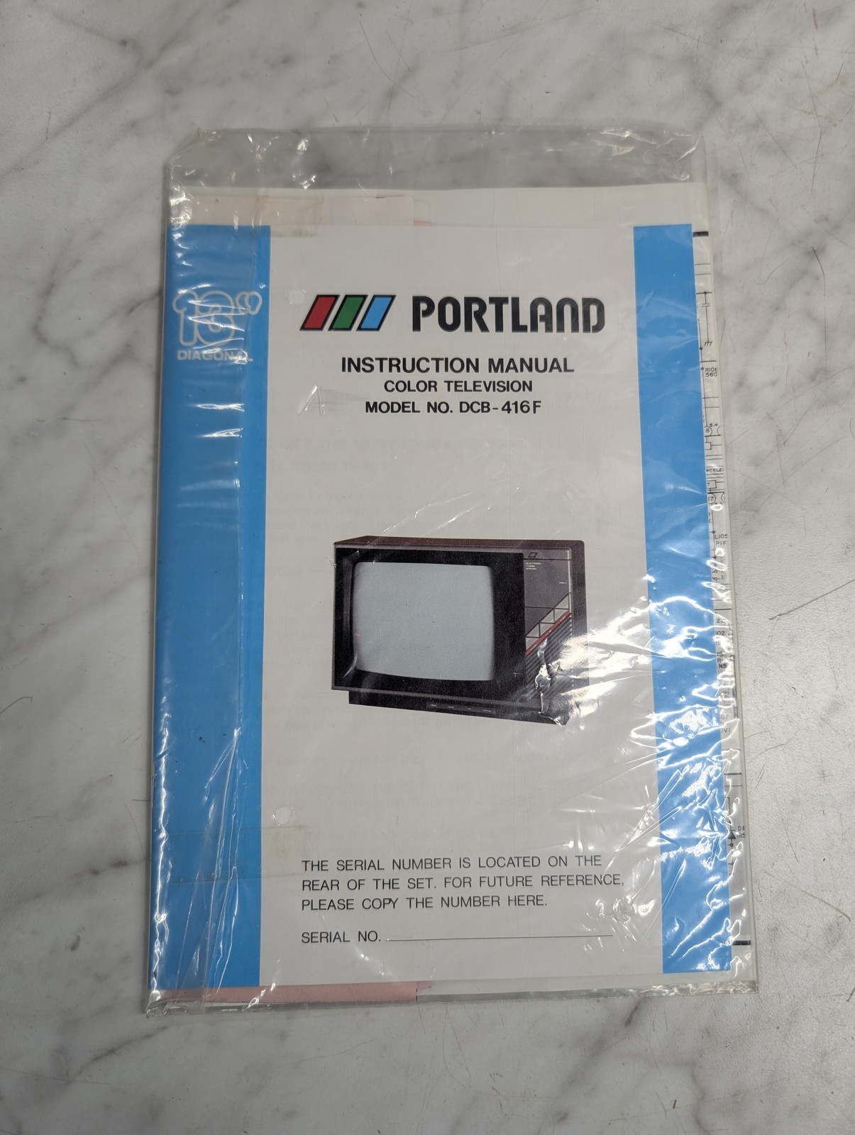 Portland Instruction Owner Manual Color Television Model #Dcb-416F 13”